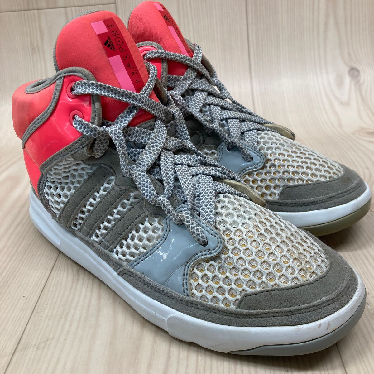 N12 FK-250625-44 adidas アディダス ステラ・マッカートニー ステラスポーツ ハイカットスニーカー 蛍光ピンク グレー レディース 24.5cm拍卖