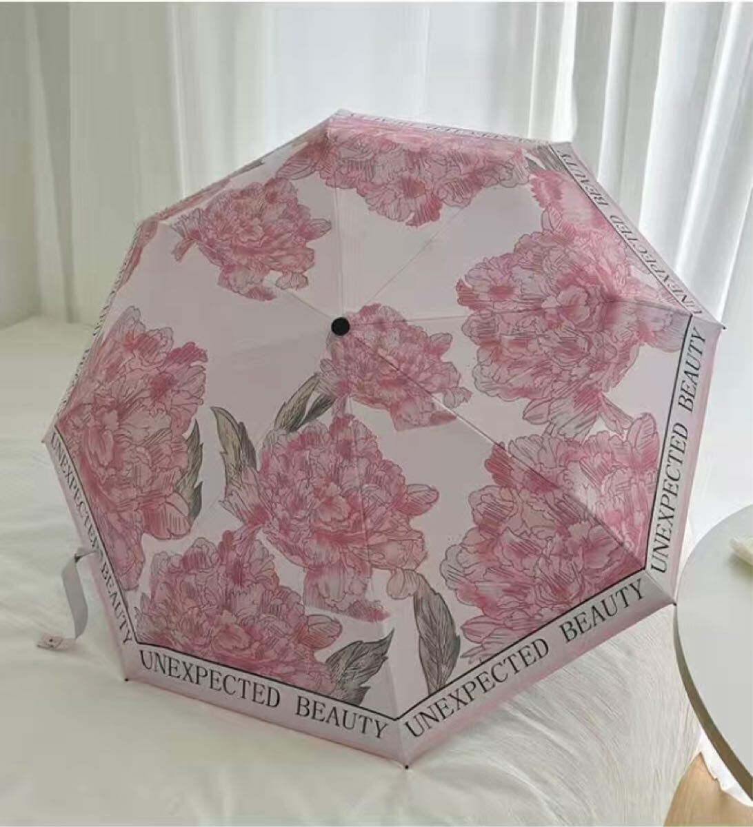 新発売　折り畳み傘　 晴雨兼用日傘 UVカット ピンク　ボタン　牡丹　花柄　可愛い　オシャレ　コンパクト　ギフト　雨傘 日傘 丈夫