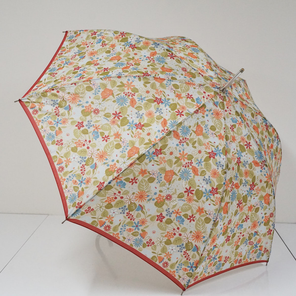 耐風傘 CHARLES JOURDAN シャルルジョルダン USED美品 花柄 フラワー ジャンプ グラス骨 丈夫 60cm A2731