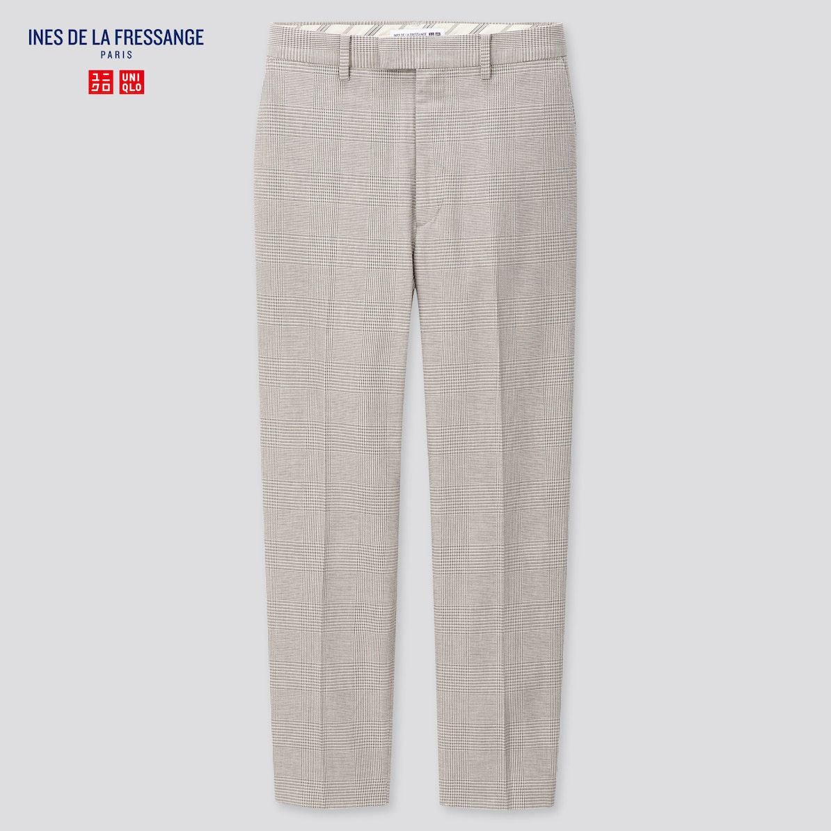 【新品・W64・ブラウン】ユニクロ×イネス INES DE LA FRESSANGE コットンチェックアンクルパンツ 細部まで丁寧 上質感のある1本　チェック