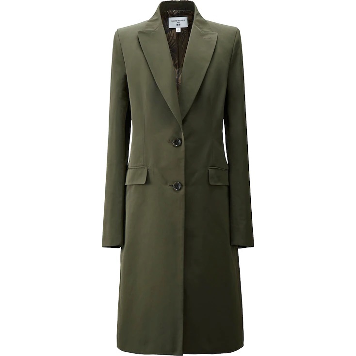 【新品・Ｌ・ダークグリーン】 ユニクロ×カリーヌ チェスターコート スプリングコート Carine Roitfeld カリーヌ・ロワトフェルド