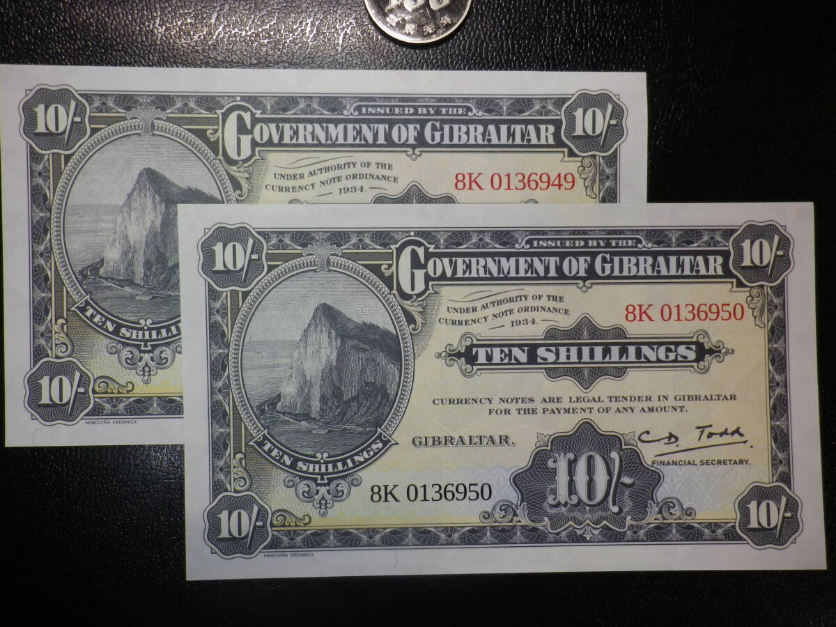 ジブラルタル 2018年 連番2枚 再版 10Shillings 未使用