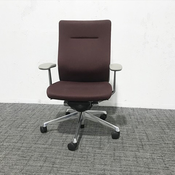 オカムラ コーラルチェア ハイバック クッションタイプ オフィスチェア 肘付 ブラウン 中古 IO-873806B拍卖