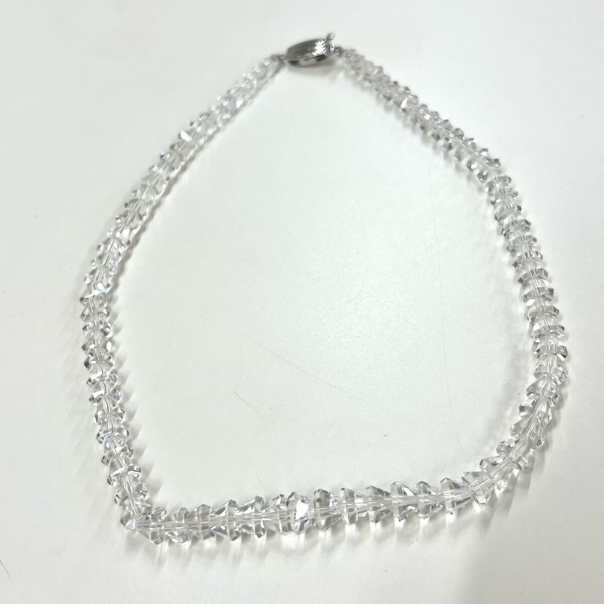 水晶 ネックレス 留め具 G.SILVER刻印 長さ約44cm レディース