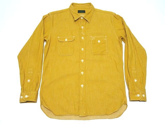 MOUNTAIN JAM STAR BRAND 1930s WORK SHIRT / マウンテンジャム チンストラップ付き ワークシャツ からし色 日本製 メンズ