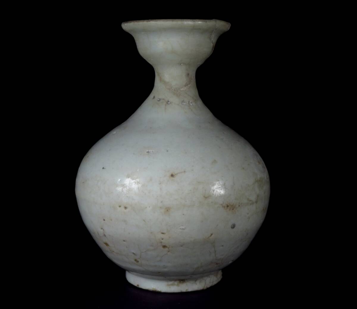 【SAKURAYA】コレクター整理品 朝鮮古美術【李朝 白磁 徳利】時代物 花瓶 飾壺 壷 花器 骨董品 古美術品 高麗 韓国 中国古玩 高さ18.5cm