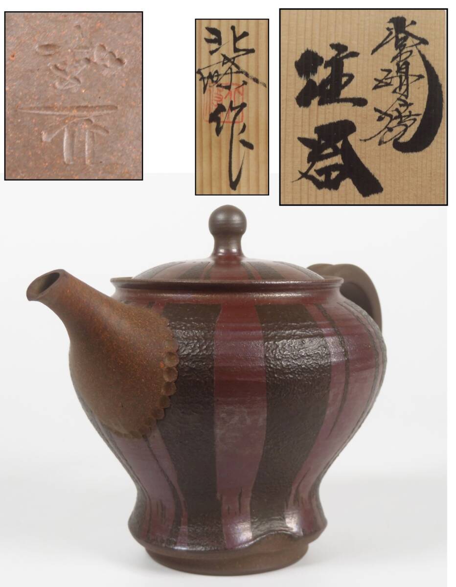 【SAKURAYA】秀逸作品【常滑焼 急須/常滑名工 清水源二(北條)造】茶道具 煎茶道具 水注 茶注 作家 在銘 共箱/共布 骨董品 古美術品