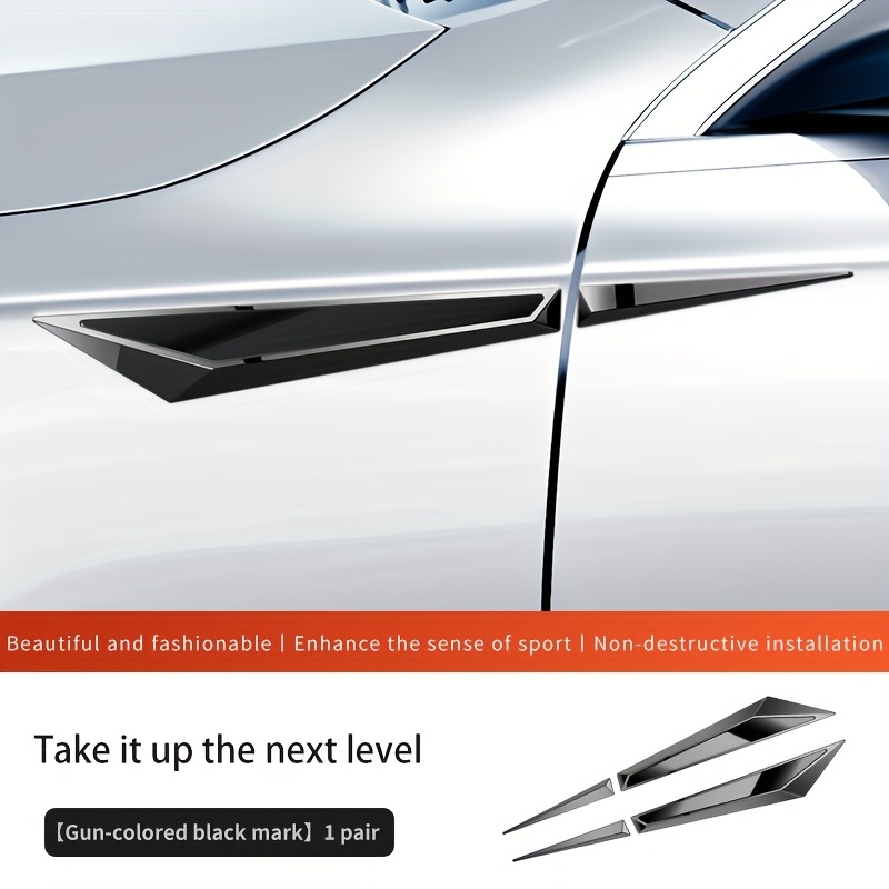 車 サイド フェンダー 金属 ドア ディフューザー バンパー 傷防止 26cm ブラック 黒 ステンレス シール 貼り付け エアロ 左右セット t6940