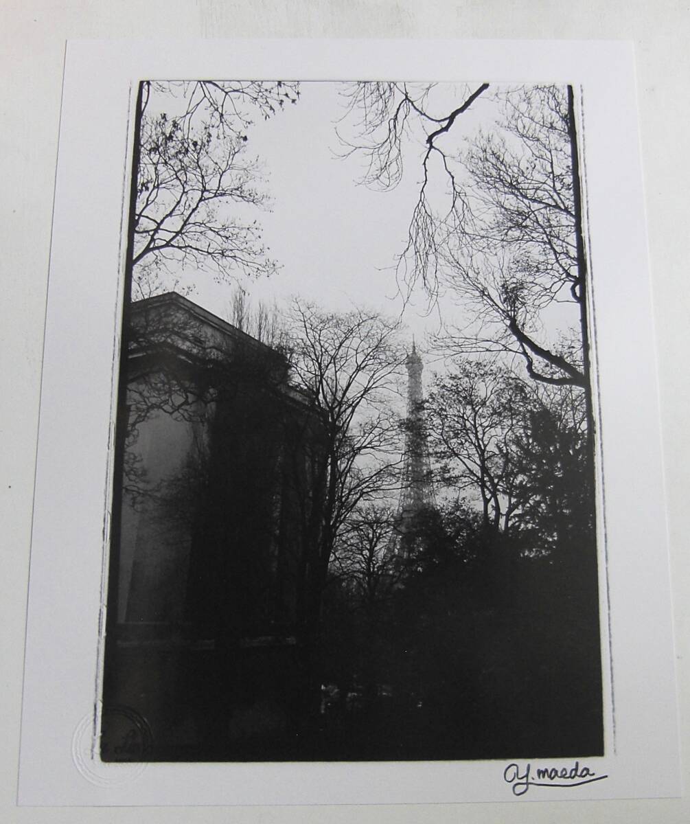 Y.MAEDA 前田義昭　樹々に遮られたエッフェル塔　オリジナルプリント(ゼラチンシルバー) サイズ・天地35.4㎝×27.9㎝ 未使用