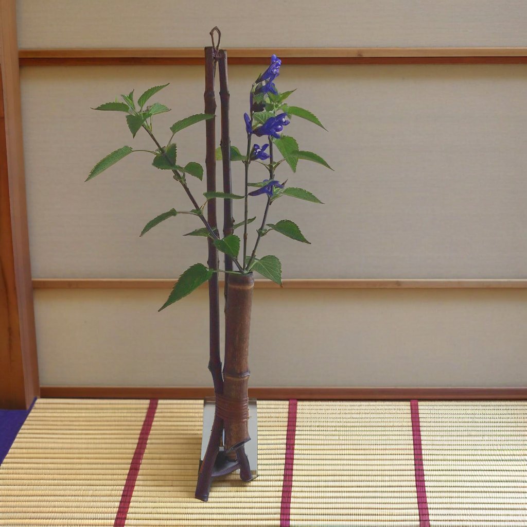 大正 昭和時代 竹垂發 掛花入62ｃｍ すいはつ 花入 茶道 華道 茶室 竹工芸