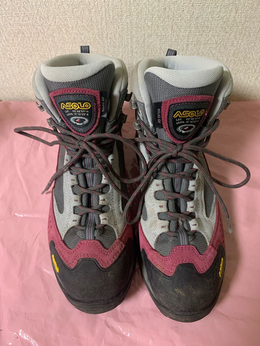 25.5cm ASOLO アゾロ NILAS GV GORE-TEX ルーマニア製 レディース メンズ ユニセックス ピンク トレッキング シューズ 登山 靴 中古 現状品