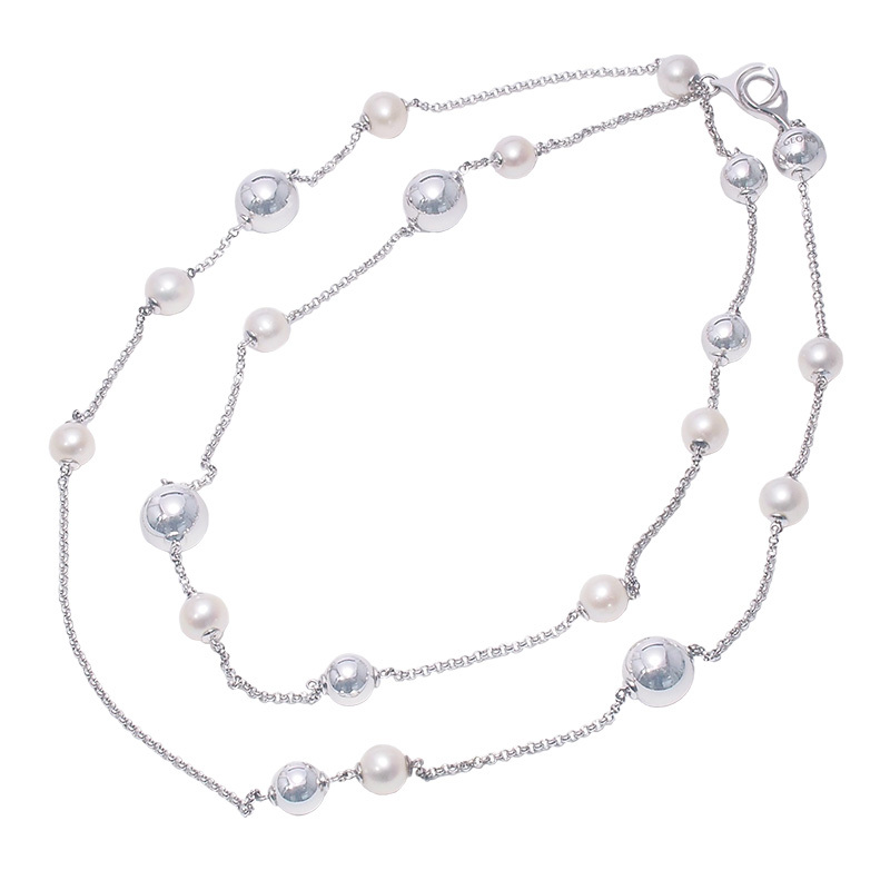 ◆ミウラ◆ ジョージ・ジェンセン GEORG JENSEN スフィア ロング パール ネックレス シルバー925