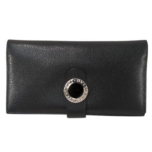 BVLGARI ブルガリ ブルガリブルガリ コローレ 二つ折り 長財布 ブラック カーフレザー シルバー金具 22161