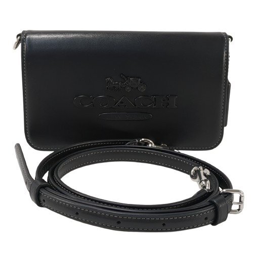 【美品】 COACH コーチ トニー クロスボディバッグ ショルダーバッグ 斜め掛け ブラック レザー レディース CT778