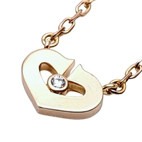 【新品磨き済み】 Cartier カルティエ Cハート ネックレス 1Pダイヤモンド 750 K18PG ピンクゴールド レディース 40cm ジュエリー
