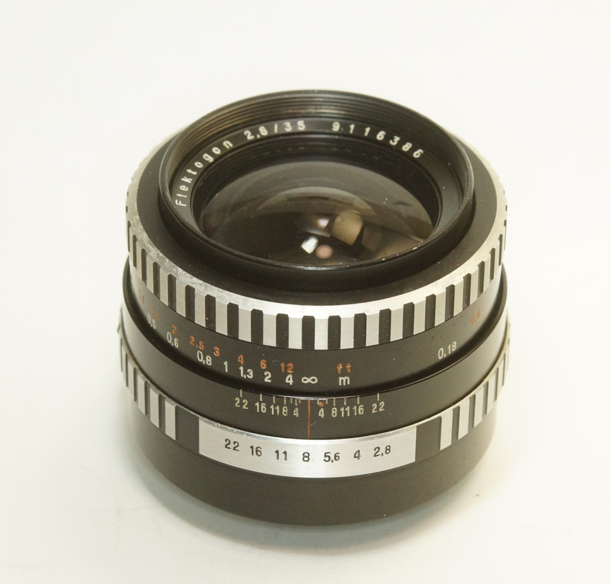 ドイツ製 Carl Zeiss Jena Flektogon 2.8/35 M42 121N-386 ゼブラ 銀文字 絞込レバー 後期型 70年代