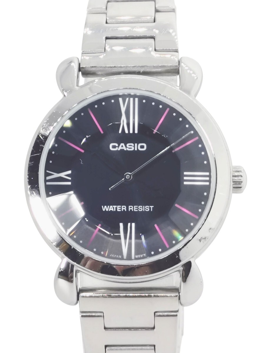 カシオ CASIO LTP-1386 レディース 腕時計 クオーツ アナログ 3針 ラウンド 黒文字盤 中古動作品 本体のみ 腕周り14.5cm