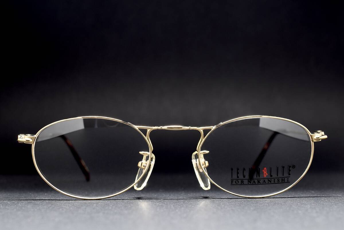デッドストック TECHNOLITE TL-6302 48-20 オーバル メガネ サングラス フレーム 日本製 ゴールド