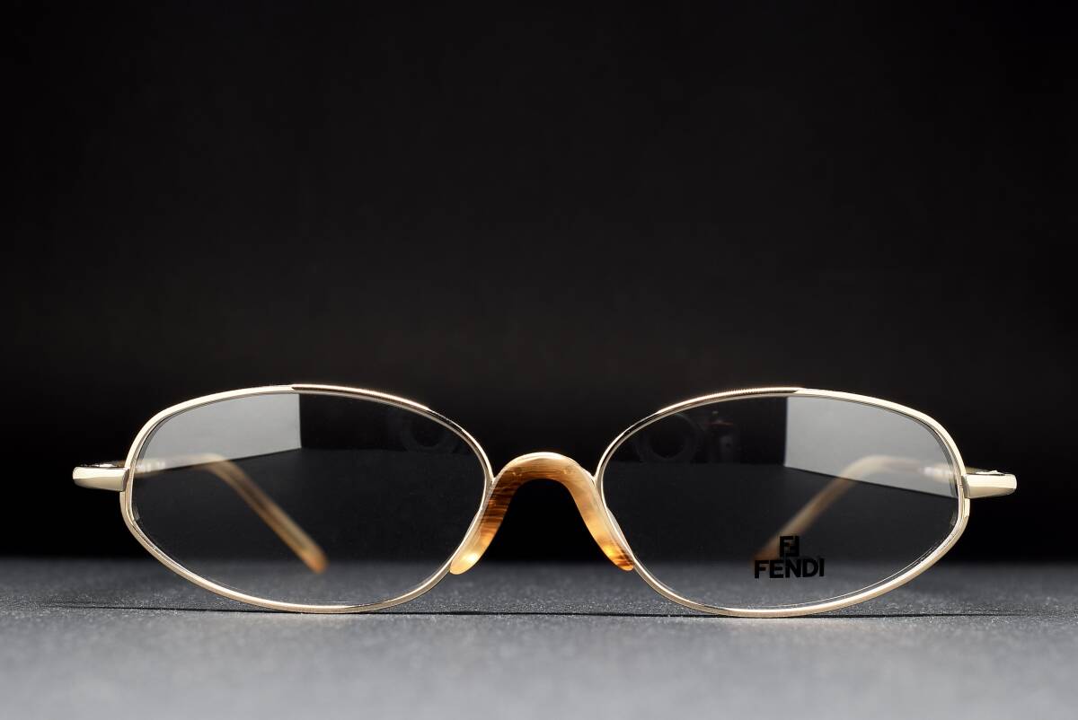 デッドストック FENDI VL7346J 51-15 フルリム チタン製 メガネ サングラス フレーム ゴールド 日本製 ヴィンテージ