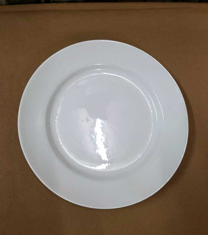 フランスアンティーク　クレイユモントロー プレーン皿 丸皿 白 皿 プレート　22×2.5cm　4 ブロカント 古道具