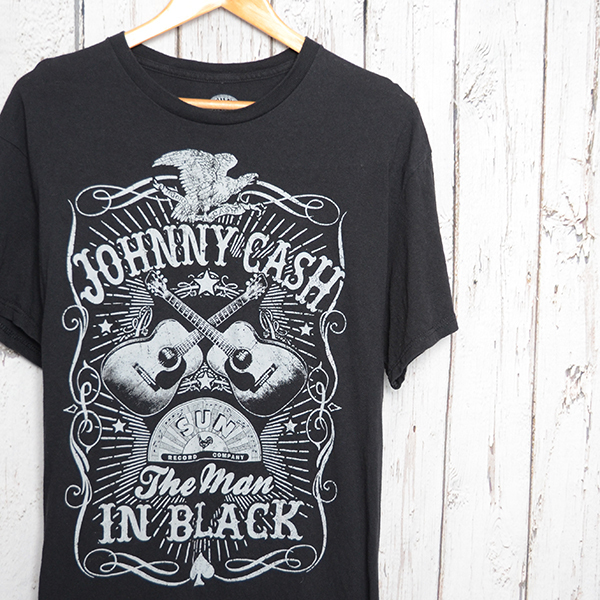 GS8861 ジョニーキャッシュ JOHNNY CASH Tシャツ L 肩54 THE MAN BLACK ロック メール便可 xq