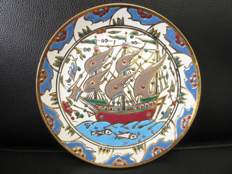 《骨董》 ギリシャで購入 「Hand Made "Nassos" Rodos-Hella」 手作り 飾り皿 レトロ アンティーク・インテリア 美術品