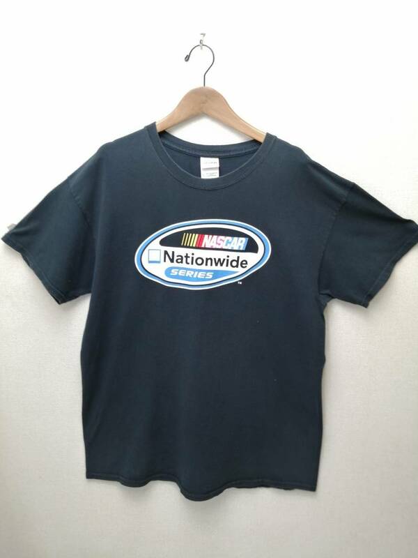 NASCAR Nationwide SERIES前後プリント BLACK Lサイズ 半袖Tシャツ デイトナ　ストックカー・レース