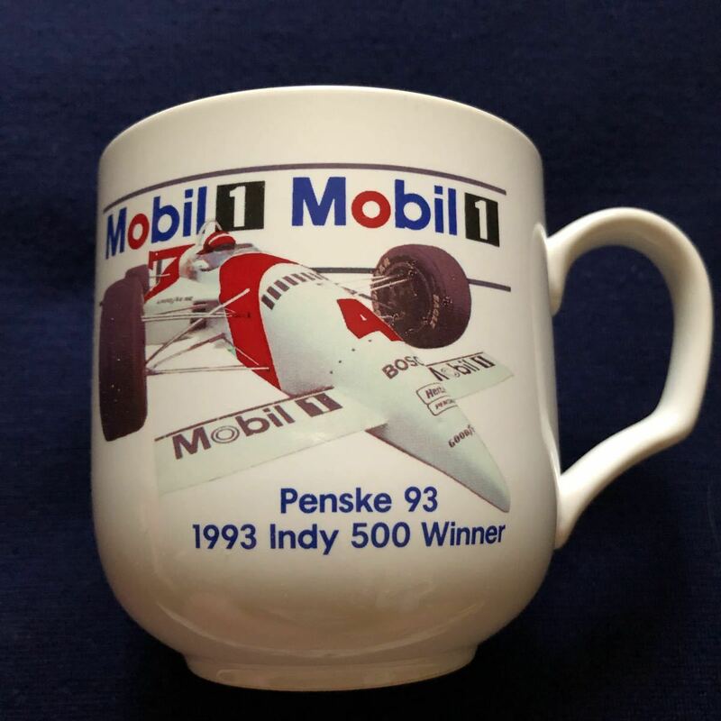 ＊レトロ＊激レア非売品　モービルMobil１　陶器　マグカップ　1993年インディー500優勝記念　ノベルティ