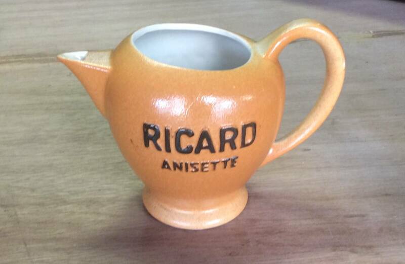 フランスアンティーク陶器　RICARD (リカール）ANISETTE　ピッチャー　ジャグ丸形