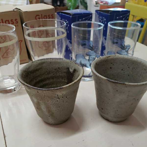 タンブラーグラスコップ　湯飲み茶碗　ペアー3種　6点セット　日本製　星座柄　ソーダグラス　まとめ売り