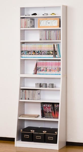 幅60cm大容量の薄型文庫本棚　DVDコミック本などを大量収納SOHO書棚60-180cm　ホワイト_cd