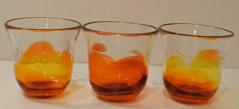 グラス コップ ガラスコップ 気泡入りグラス 泡入りグラス 3個セット オレンジ系 ymdnrk k②h0603