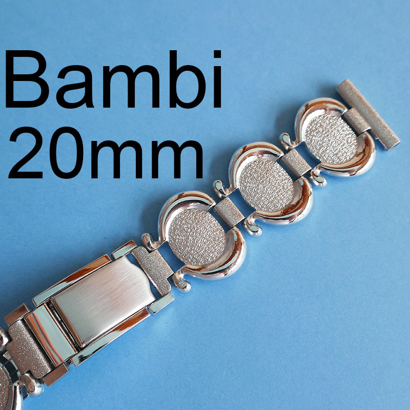 バンビ製　２０ｍｍ　ステンレス　銀色　腕時計　ベルト　バンド　レトロ　ヴィンテージ　vintage watch Bambi