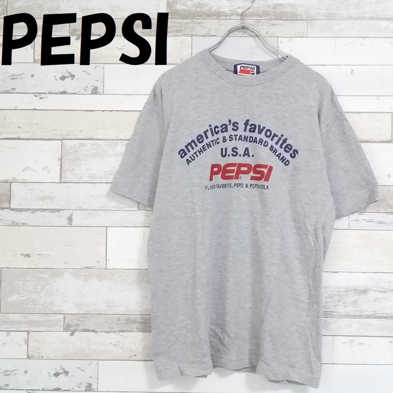 【人気】PEPSI ペプシ プリントロゴTシャツ グレー M/5091