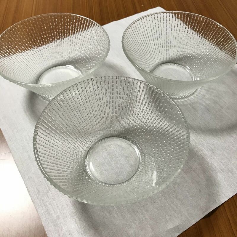 昭和レトロ ガラスの器 3点 レトロ ガラス 素麺鉢 レトロ雑貨 レトロ食器