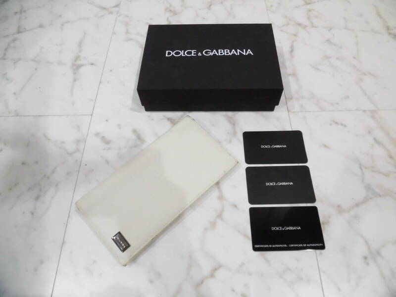 【正規品】 DOLCE＆GABBANA ドルチェ＆ガッバーナ 長財布 レザー ホワイト ドルガバ D&G 箱、ギャランティカード付