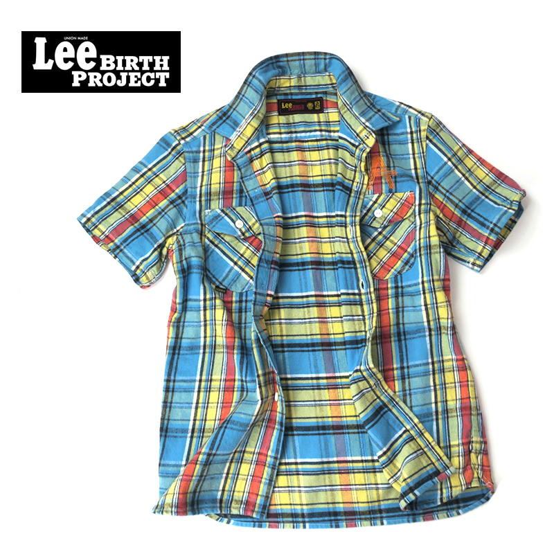 Lee リー　Birth Project 2ポケット半袖ネルシャツ　胸刺繍　マルチカラー/M