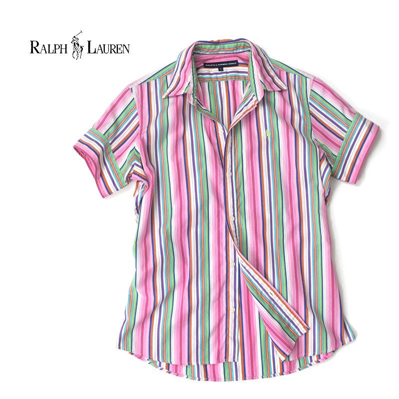 ラルフローレン　カラフルマルチストライプシャツ/ポニー刺繍　サイズ7