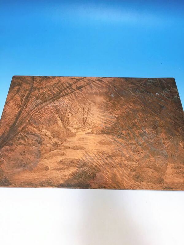 山水 景色 原盤 原板 銅版画 高松美智子 自然風景画 Paysage フランス画家 エッチング 銅板 25×36.5cm