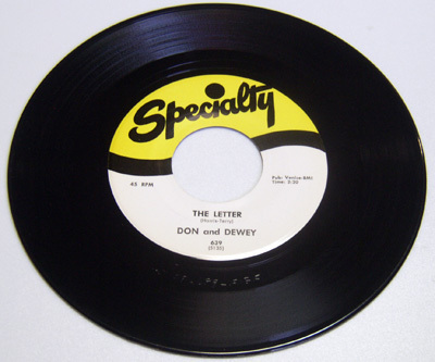 45rpm/ THE LETTER - DON and DEWEY - KOKO JOE / 50s,Rhythm & Blues,ロカビリー,Wild,Specialty,Reissue