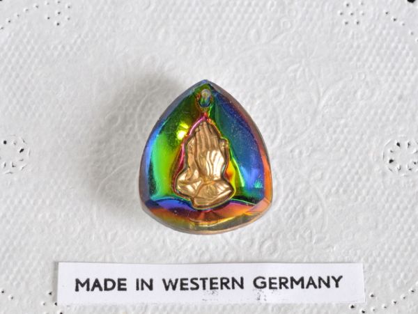 ヴィトレイルカラー 祈りの手 Praying Hands ジャーマン ヴィンテージ ガラス インタリオ ペンダント ドイツ製 アクセサリー パーツ 1個