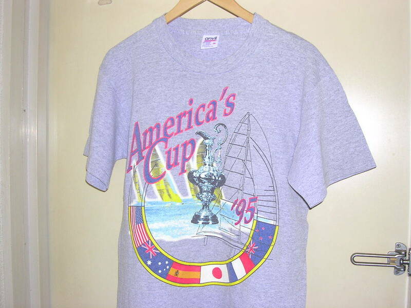 90s USA製 anvil America's Cup 1995 プリント Tシャツ M グレー vintage old アメリカズカップ ヨット yacht