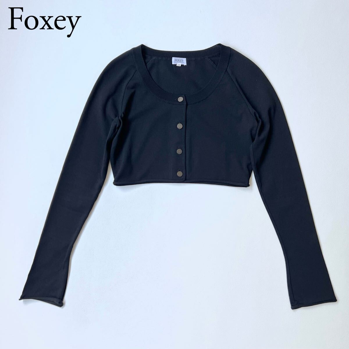 美品 FOXEY BOUTIQUE フォクシーブティック ニットカーディガン ボレロカーディガン　トップス ブラック　ショート丈 38 レディース