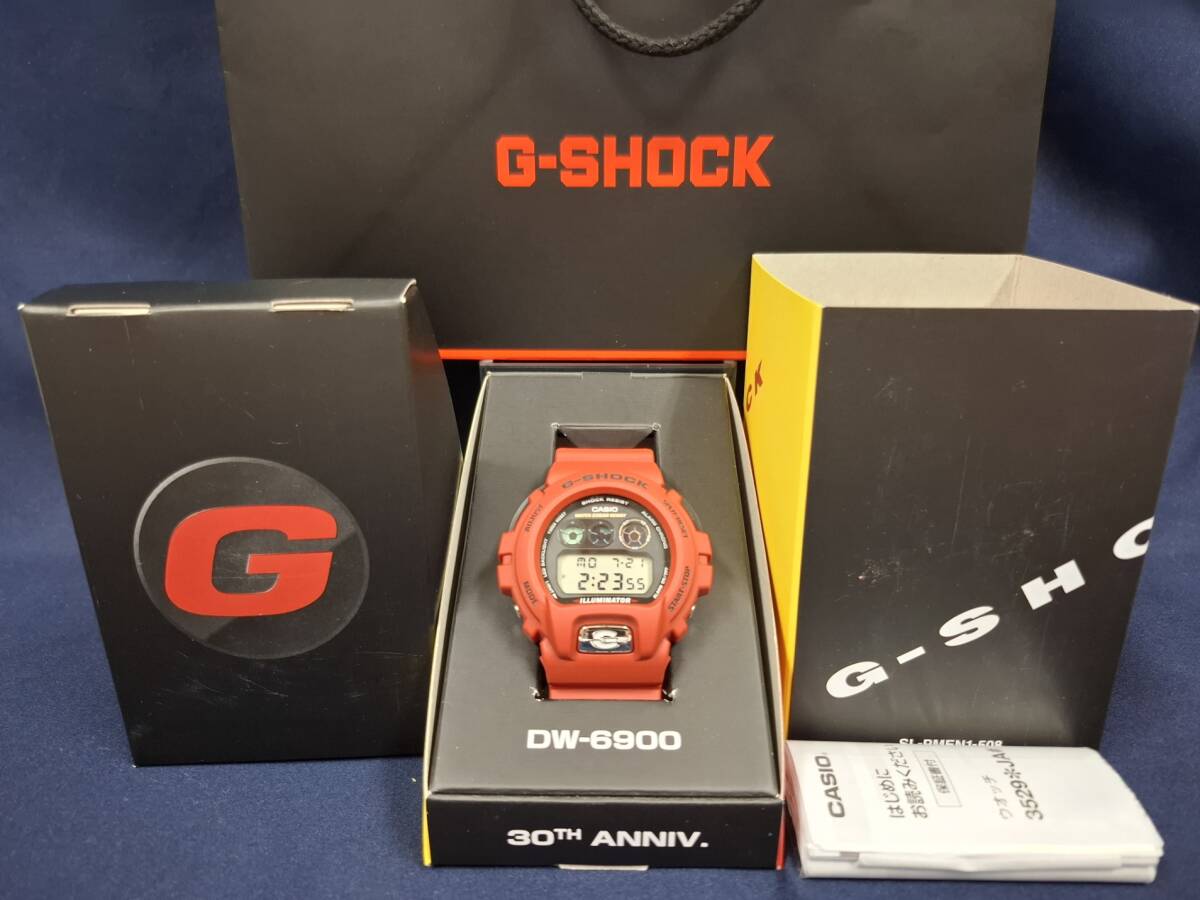 【超貴重・新品未使用】CASIO G-SHOCK 30周年記念モデル DW-6900TR-4JR レッド デジタル 20BER 腕時計 赤 カシオ　箱・紙袋・説明書付