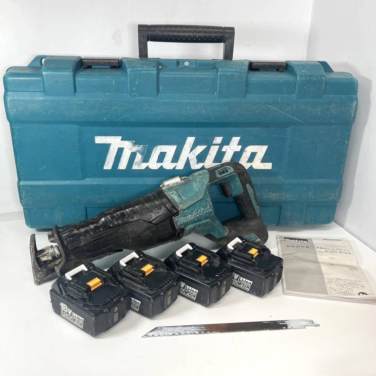 (志) makita/マキタ 充電式レシプロソー JR187DZK 本体 18V バッテリー 4点 ケース 取扱説明書 工具 切断機 (o)0714A