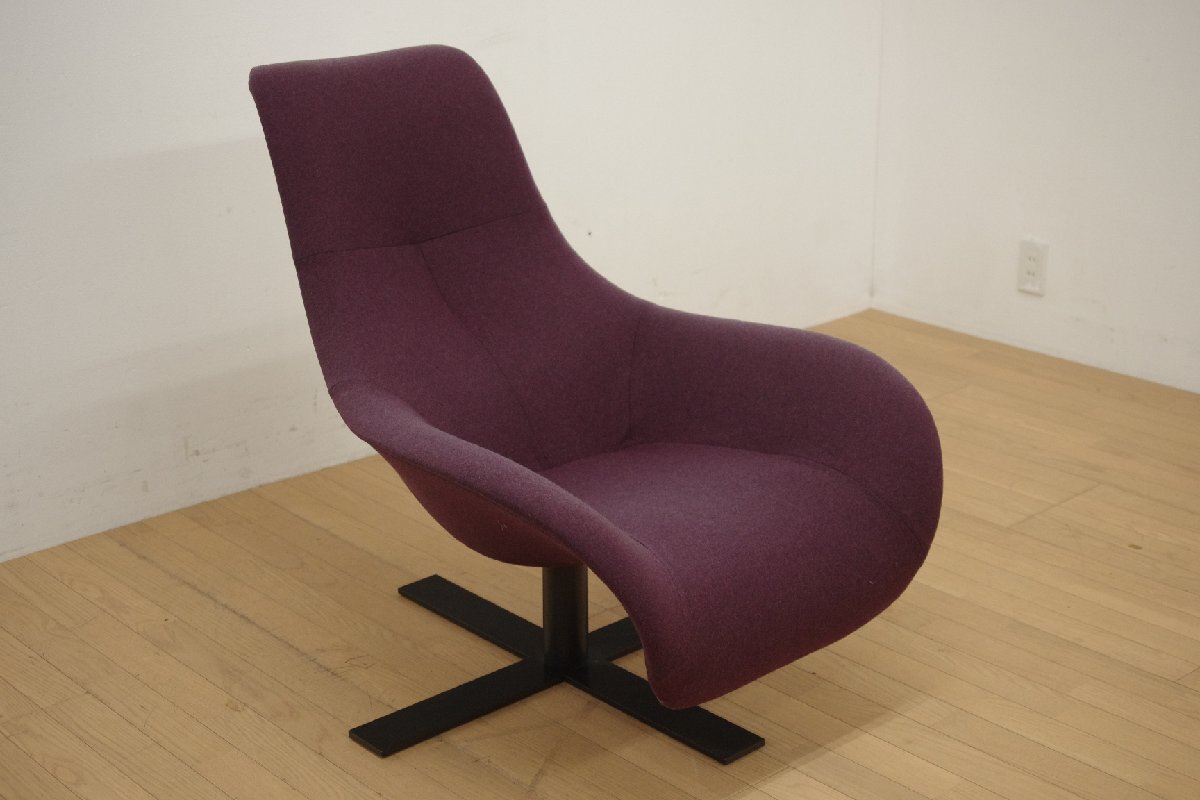 希少 B&B ITALIA MART マート ラウンジチェア 1Pソファ パープル モダン アントニオ・チッテリオ デザイナーズ リビング 十字型回転ベース