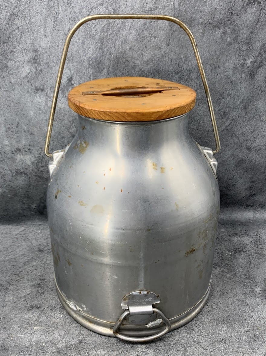 【 ステンレス製 ミルク缶 18－8ST 】レトロ アンティーク ガーデニング インテリア 牛乳缶 ミルクポット ミルクタンク 蓋付き