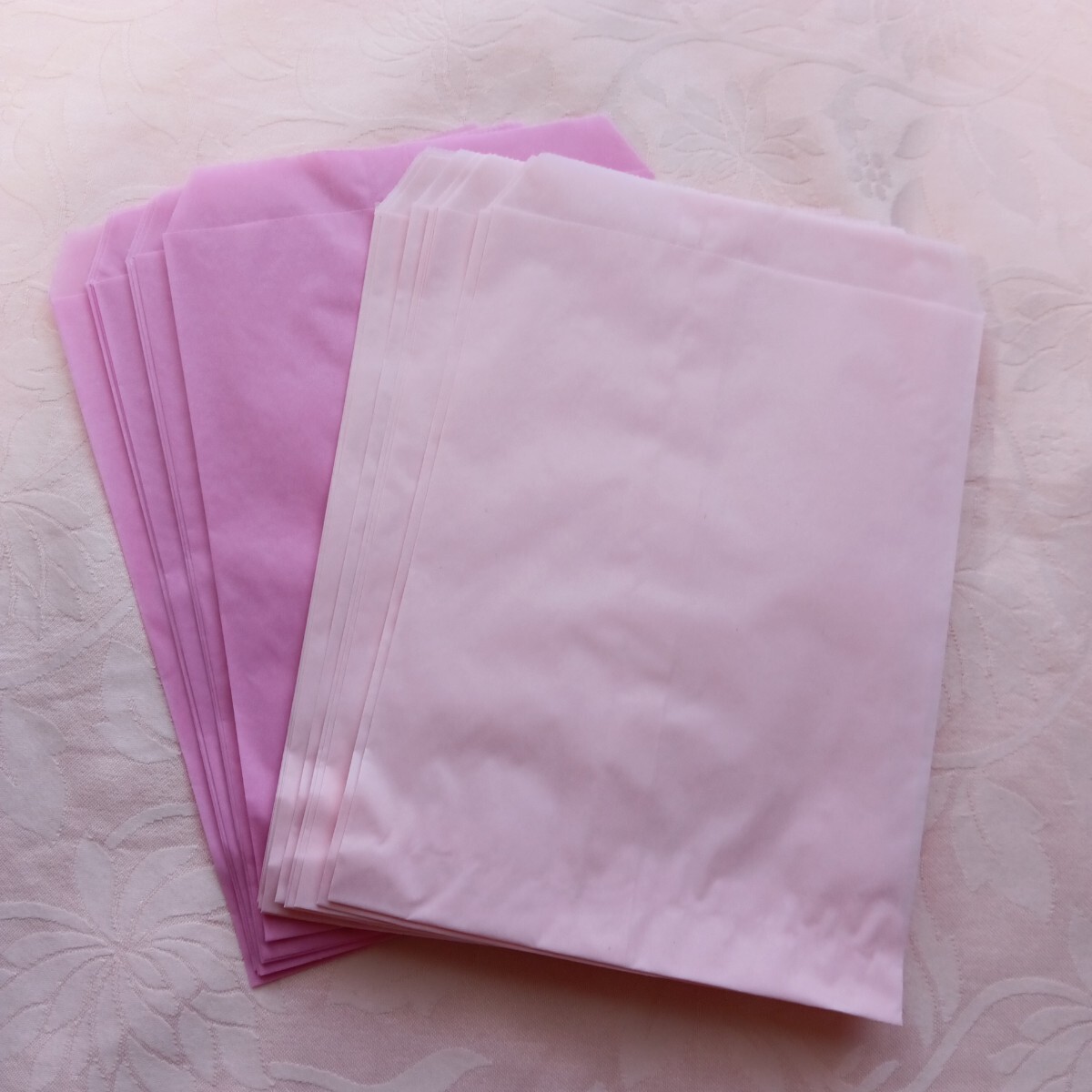 【中】2色のピンクの平袋♪　２０枚　透け感あり★パリパリシャリシャリ～トレペ？