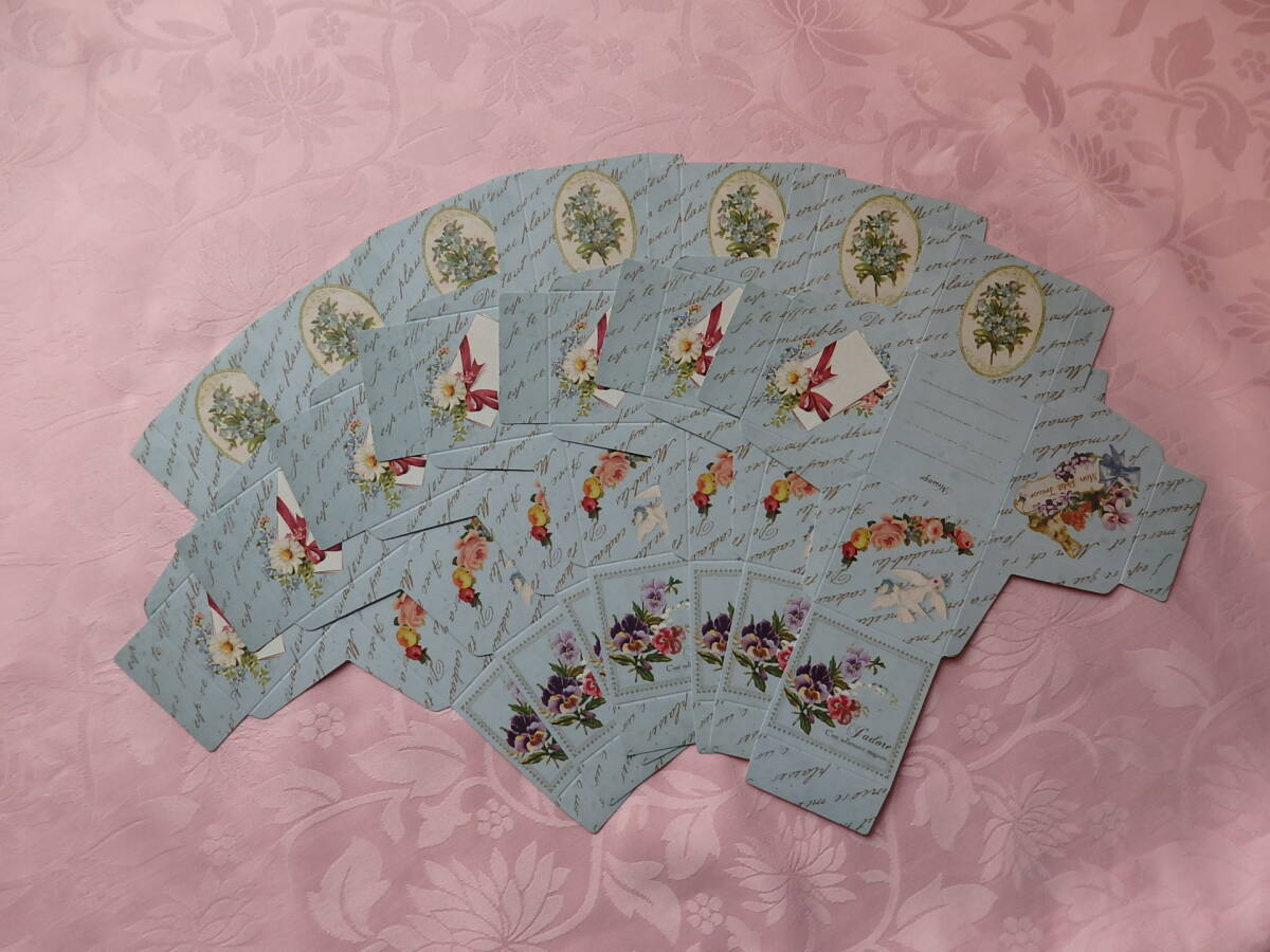 東京アンティーク☆　ラッピングに～キューブボックスシート７枚　ローズ・鳩・パンジー