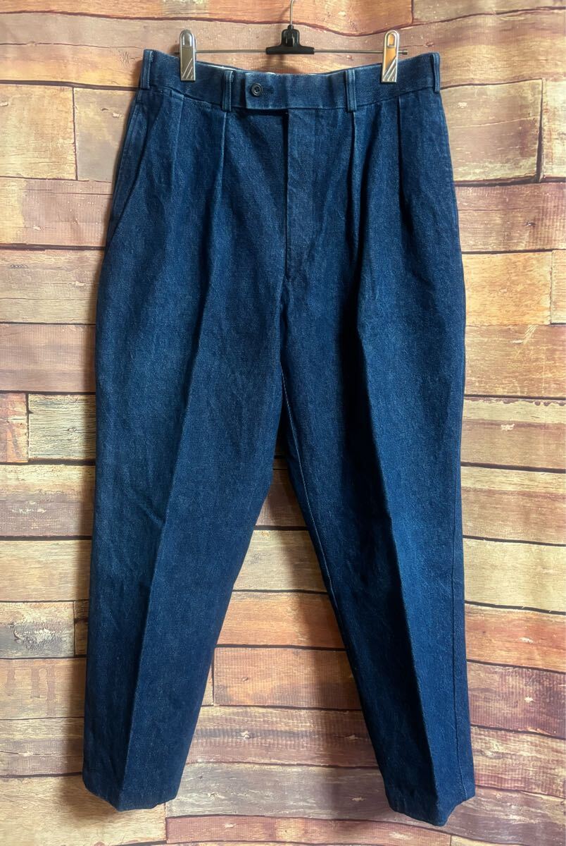 【中古】CHAPS RALPH LAUREN チャップス ラルフローレン タック スラックス トラウザー パンツ デニム地 古着 ズボン レトロ DM0723M